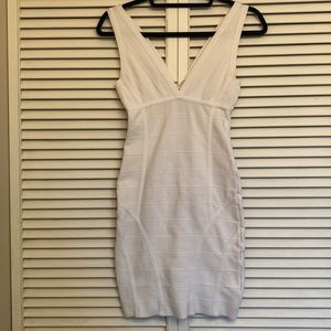 BEBE WHITE BANDAGE DRESS, SMALL